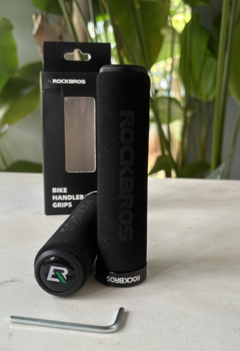 Unboxed Rockbros foam bicycle grip showing the high-density material and budget-friendly design for MTB riders in India.