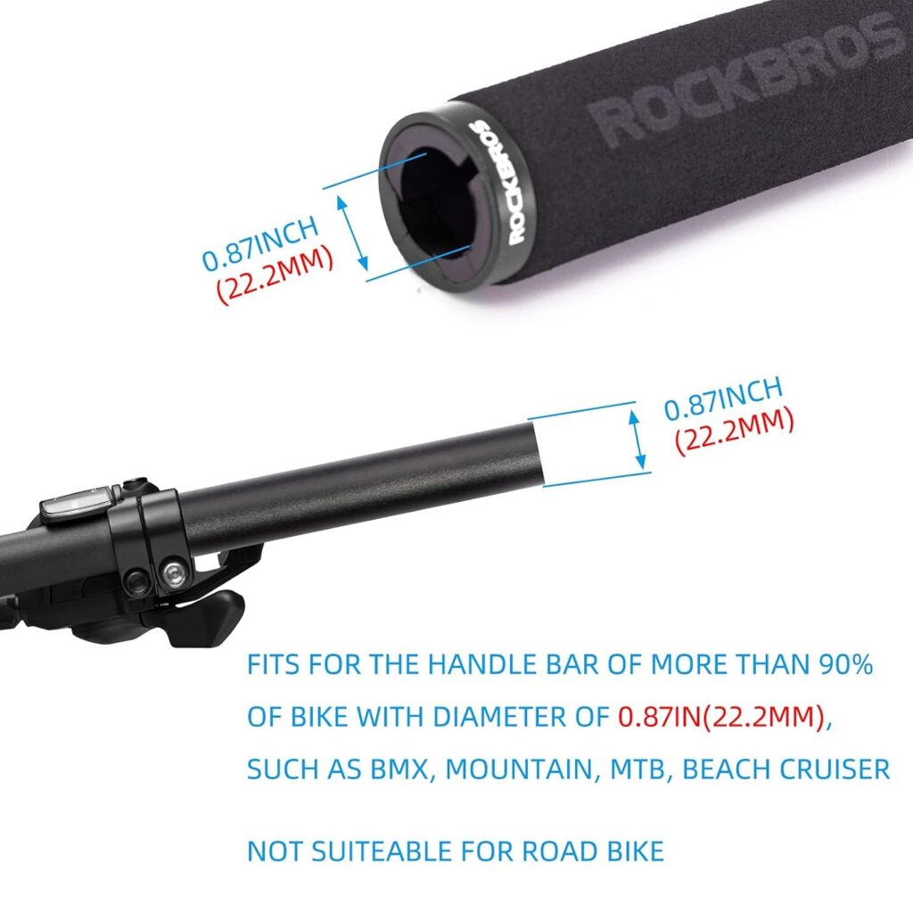 Handlebar compatibility guide for Rockbros bicycle grips showing standard diameter sizing for budget MTB upgrades in India.